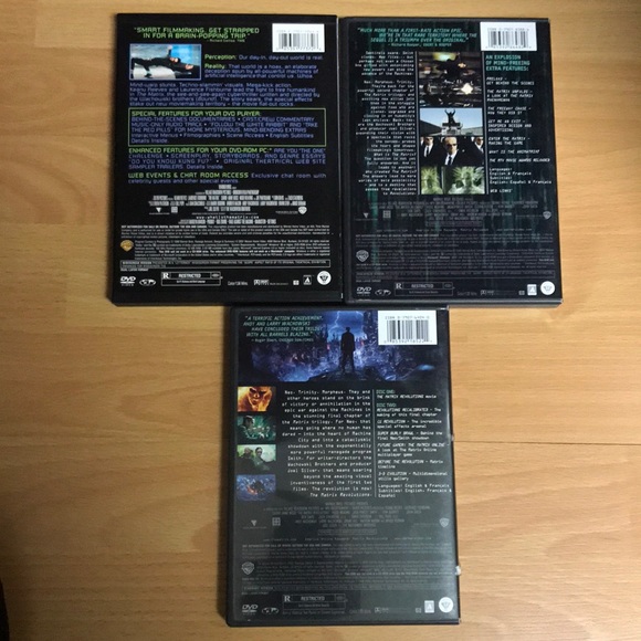 DVDS Matrix; Matrix Reloaded; Matrix Revolutions.  All discs-good condition. - Picture 2 of 5